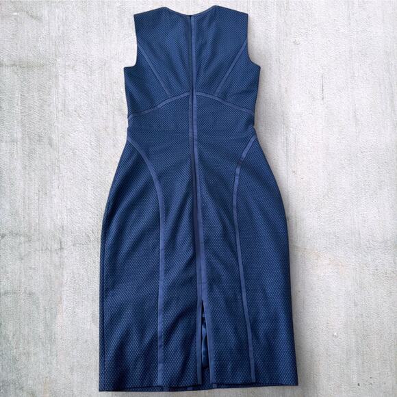 BOSS Hugo Boss $398 Virgin Wool Sheath Dress Womens 0 Navy Blue Career Cocktail - Picture 3 of 9